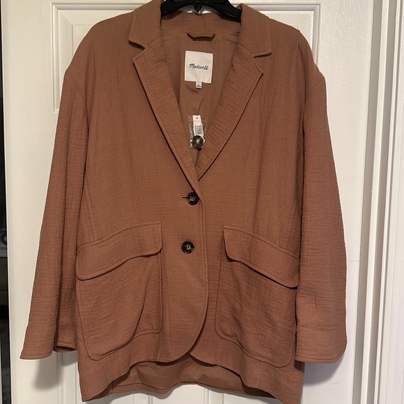 Madewell Cotton-Linen Relaxed Larsen Blazer in Faded Earth NWT - Picture 1 of 3